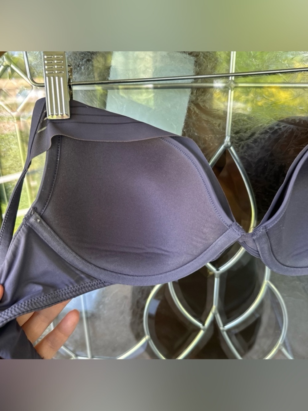 ThirdLove Gray 24/7 Seamless Stripe Plunge Bra 32D 1/2 T Shirt Underwire - Picture 5 of 6